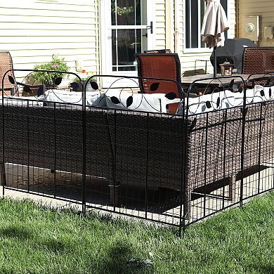 Sunnydaze 4-Piece Romantic Vine Steel Garden Border Fencing - 10 ft - Black
