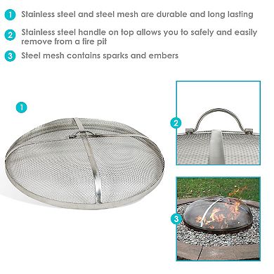 Sunnydaze Round Stainless Steel Fire Pit Spark Screen