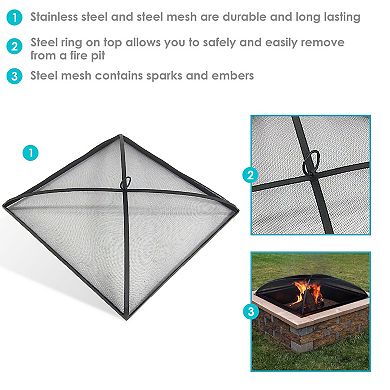 Sunnydaze 24 in Square Steel Mesh Fire Pit Spark Screen