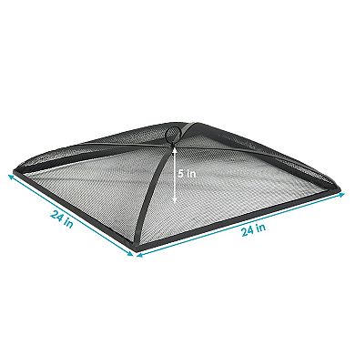 Sunnydaze 24 in Square Steel Mesh Fire Pit Spark Screen