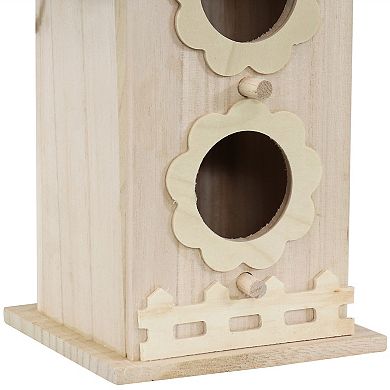 Sunnydaze 2-Level Wooden Bungalow Hanging Birdhouse - Garden Decor - 7-Inch