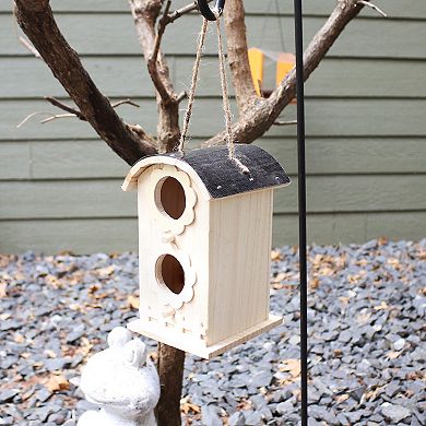 Sunnydaze 2-level Wooden Bungalow Hanging Birdhouse - 7 In