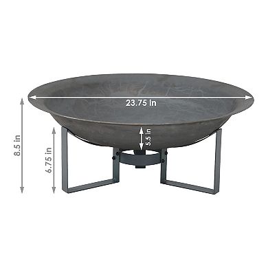 Sunnydaze 24 in Modern Cast Iron Fire Pit Bowl with Stand - Black