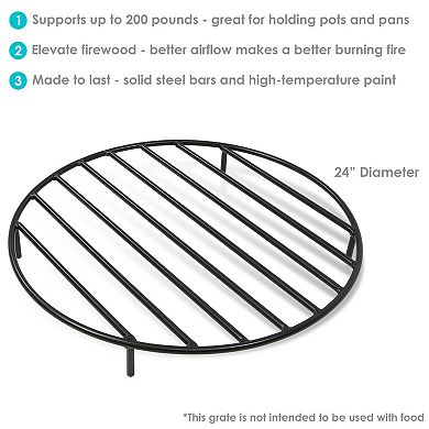 Sunnydaze Steel Round Outdoor Fire Pit Grate with Heat Resistance