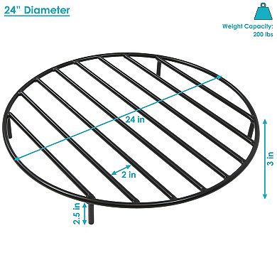 Sunnydaze Steel Round Outdoor Fire Pit Grate with Heat Resistance