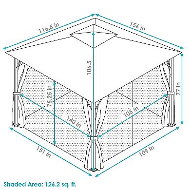 Sunnydaze 10 ft x 13 ft Soft Top Polyester Gazebo with Privacy Wall - Tan