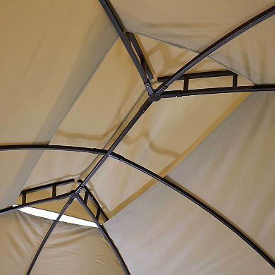 Sunnydaze 10 ft x 13 ft Soft Top Polyester Gazebo with Privacy Wall - Tan