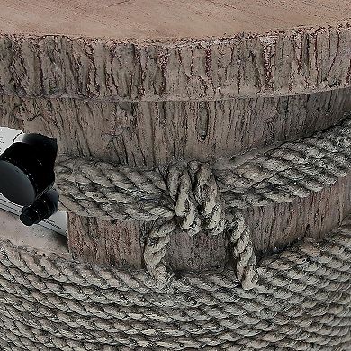 Sunnydaze 29 in Faux Rope Barrel Propane Gas Fire Pit Table with Lava Rocks