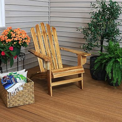 Sunnydaze Rustic Fir Wood Adirondack Chair - Charred Finish