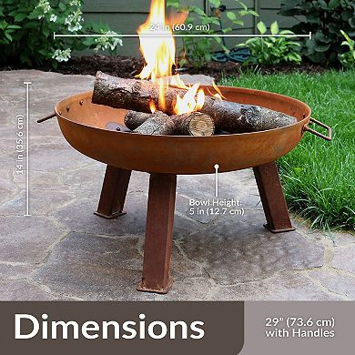Sunnydaze Rustic Cast Iron Fire Pit Bowl with Stand - Steel
