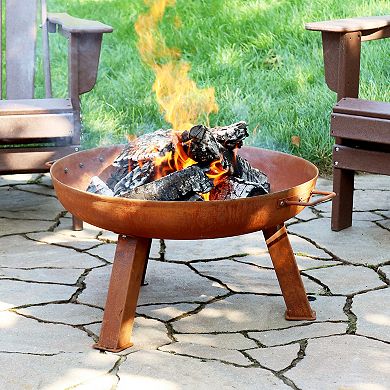 Sunnydaze Rustic Cast Iron Fire Pit Bowl with Stand - Steel