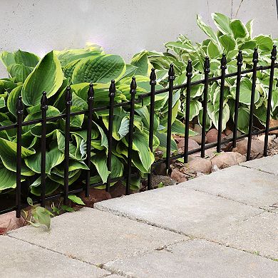 Sunnydaze 5-Piece Roman Walkway Iron Panels Border Fencing - 9 ft - Black