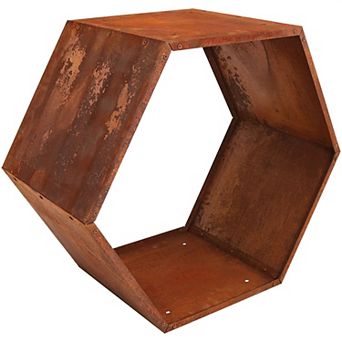 Sunnydaze 30 in Hexagon Rustic Honeycomb Firewood Log Rack - Rust