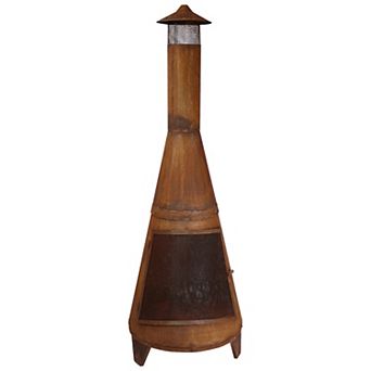 Sunnydaze 70 in Steel Wood Burning Chiminea Fire Pit with Rain Cap - Rustic
