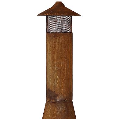 Sunnydaze 70 in Steel Wood Burning Chiminea Fire Pit with Rain Cap - Rustic