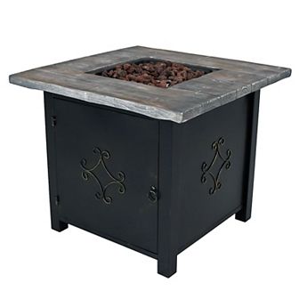 Sunnydaze 30 in Square MGO Propane Gas Fire Pit Table with Lava Rocks