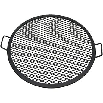 Sunnydaze Round Steel X-Mark Fire Pit Cooking Grill with Handles