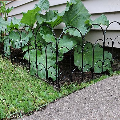 Sunnydaze 5-Piece Victorian Steel Garden Border Fencing - 7.5 ft - Black