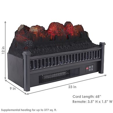 Sunnydaze 23 In Polypropylene Flameless Log Electric Fireplace Insert