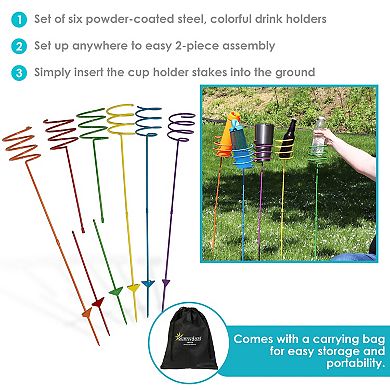 Sunnydaze 32 in Steel Outdoor Drink Holder Stakes