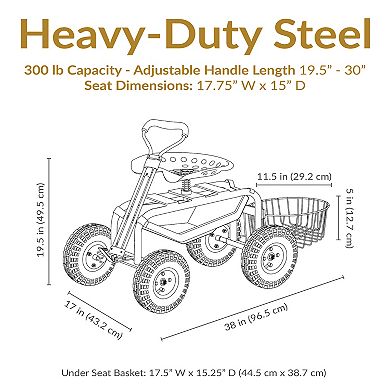 Sunnydaze Steel Rolling Garden Cart with Swivel Steering/Planter