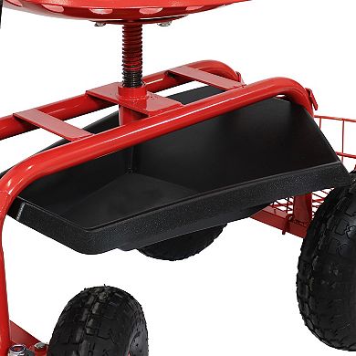 Sunnydaze Steel Rolling Garden Cart with Swivel Steering/Planter