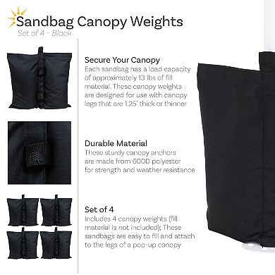 Sunnydaze Polyester Sandbag Canopy Weights - Black - Set of 4