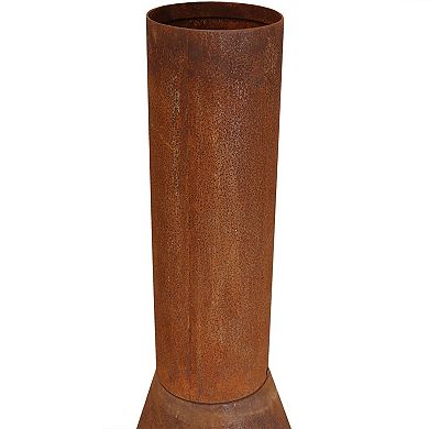 Sunnydaze 6 ft Steel Wood Burning Outdoor Chiminea Fire Pit with Wood Grate
