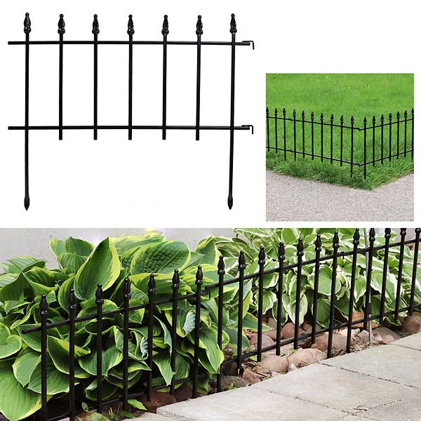 Sunnydaze 20-Piece Roman Walkway Steel Panel Border Fencing - 36 ft - Black