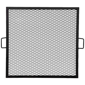 Sunnydaze Square Steel X-Marks Fire Pit Cooking Grill with Handles