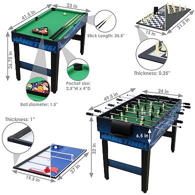 Sunnydaze 40 in 10-in-1 Game Table with Billiards, Foosball and Hockey
