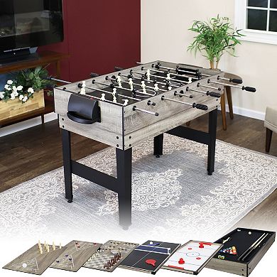 Sunnydaze 40 in 10-in-1 Game Table with Billiards, Foosball and Hockey