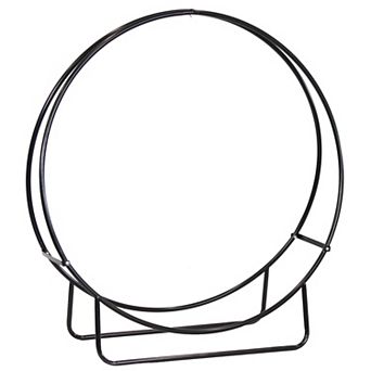 Sunnydaze Black Powder-Coated Steel Firewood Log Hoop Rack
