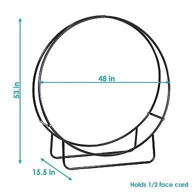 Sunnydaze Black Powder-Coated Steel Firewood Log Hoop Rack
