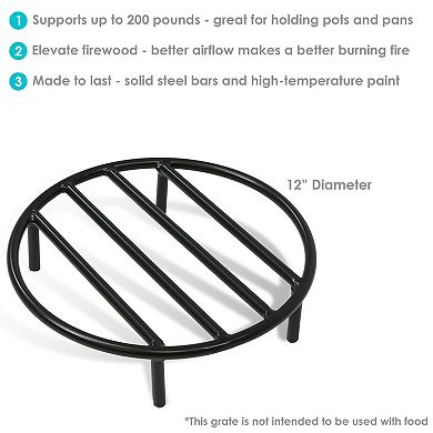 Sunnydaze Steel Round Outdoor Fire Pit Grate with Heat Resistance