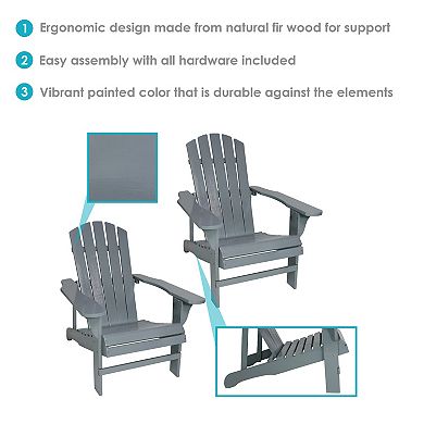 Sunnydaze Coastal Bliss Fir Wood Adirondack Chair
