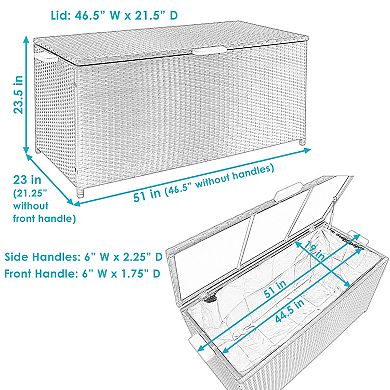 Sunnydaze Resin Wicker Indoor/Outdoor Storage Deck Box with Handles