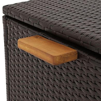 Sunnydaze Resin Wicker Indoor/Outdoor Storage Deck Box with Handles
