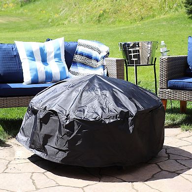 Sunnydaze 30 in Weather-Resistant PVC Round Fire Pit Cover - Black