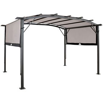 Sunnydaze 9 ft x 12 ft Metal Arched Pergola with Retractable Canopy