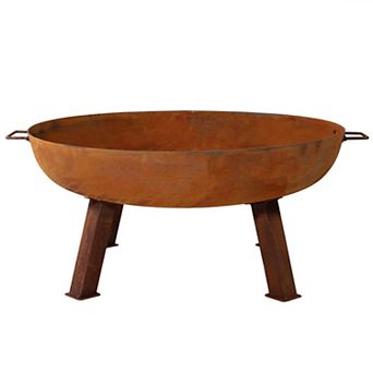 Sunnydaze Rustic Cast Iron Fire Pit Bowl with Stand - Steel