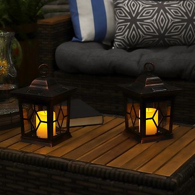 Sunnydaze Set of 4 Lucien Outdoor Solar Lantern with LED Candle - 9"