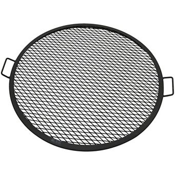 Sunnydaze Round Steel X-Mark Fire Pit Cooking Grill with Handles