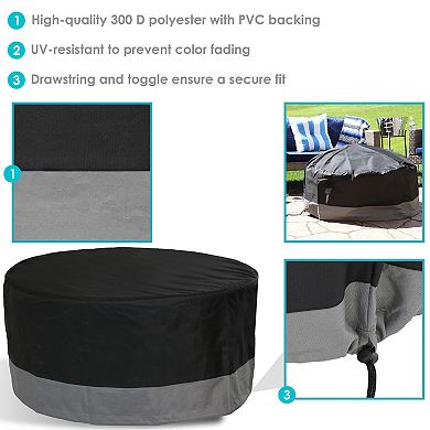 Sunnydaze 30 in 2-Tone Polyester Round Outdoor Fire Pit Cover - Gray/Black