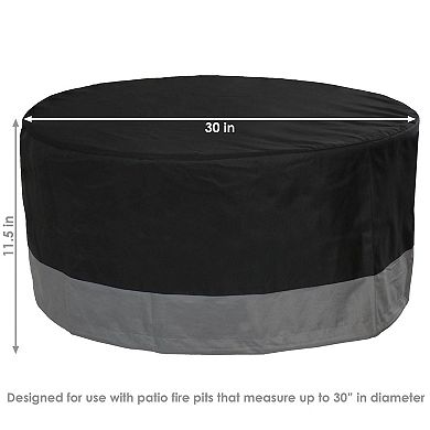 Sunnydaze 30 in 2-Tone Polyester Round Outdoor Fire Pit Cover - Gray/Black