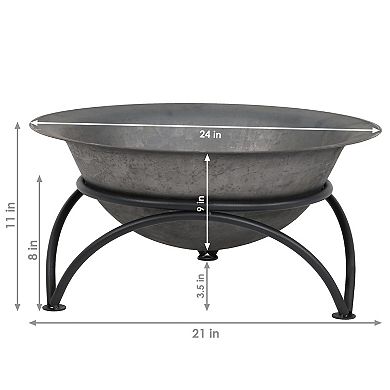 Sunnydaze 23.5 in Cast Iron Fire Pit Bowl with Stand - Dark Gray