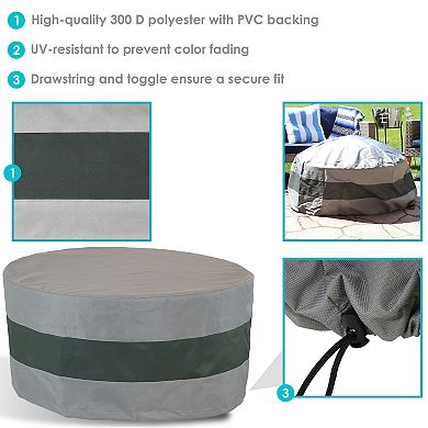 Sunnydaze 40 in 2-Tone Polyester Round Outdoor Fire Pit Cover - Gray/Green