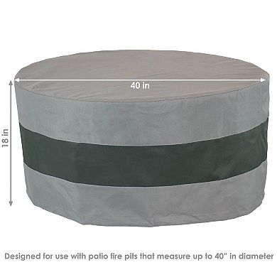 Sunnydaze 40 in 2-Tone Polyester Round Outdoor Fire Pit Cover - Gray/Green