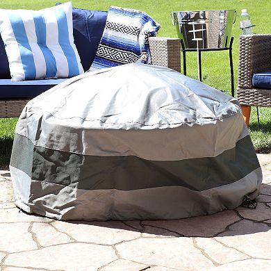 Sunnydaze 40 in 2-Tone Polyester Round Outdoor Fire Pit Cover - Gray/Green