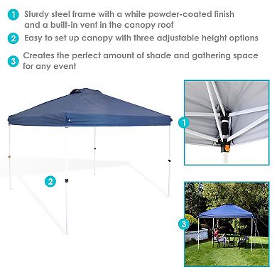 Sunnydaze Premium Pop-Up Canopy with Sandbags - 12 ft x 12 ft - Blue